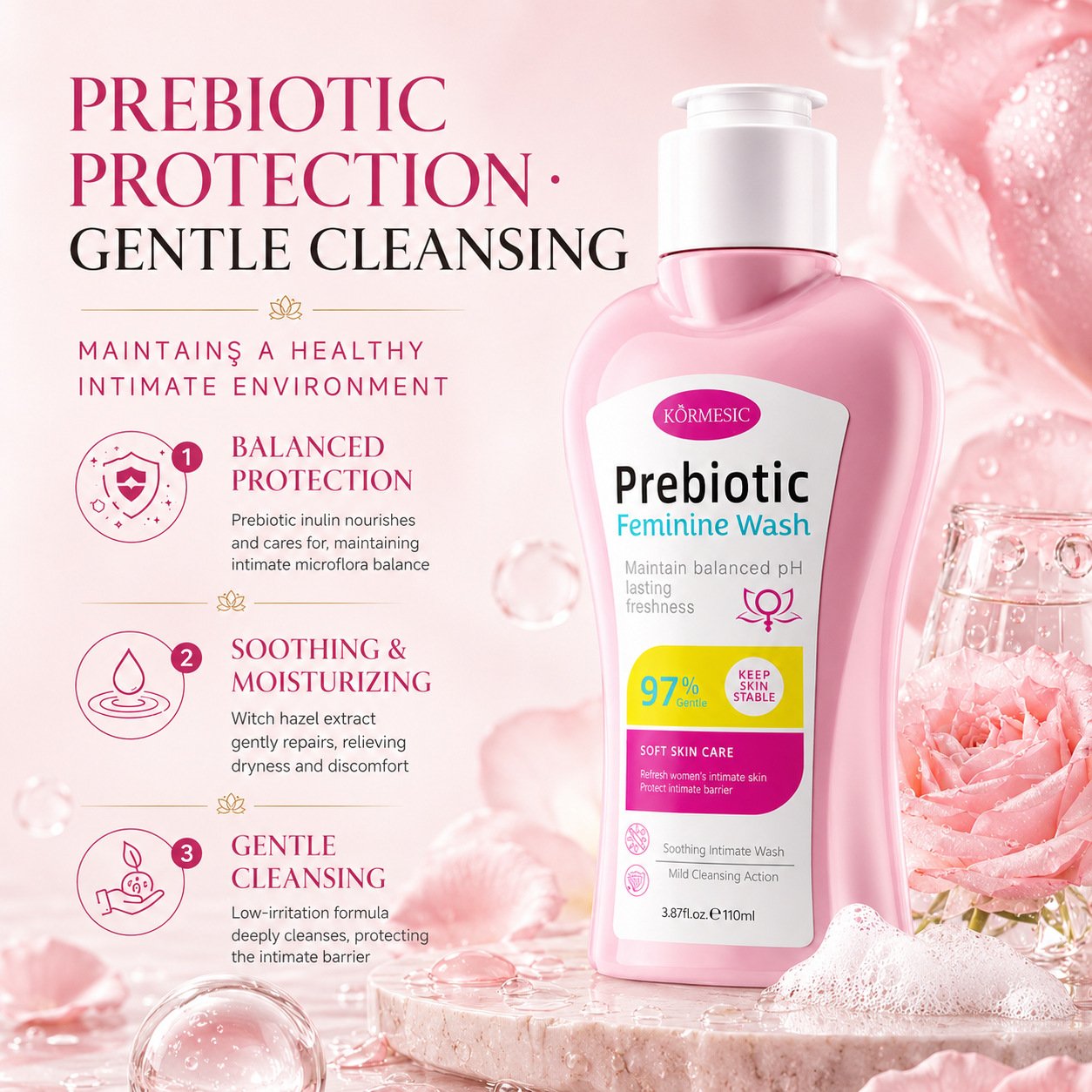 KORMESIC Prebiotic Feminine Wash gentle cleansing