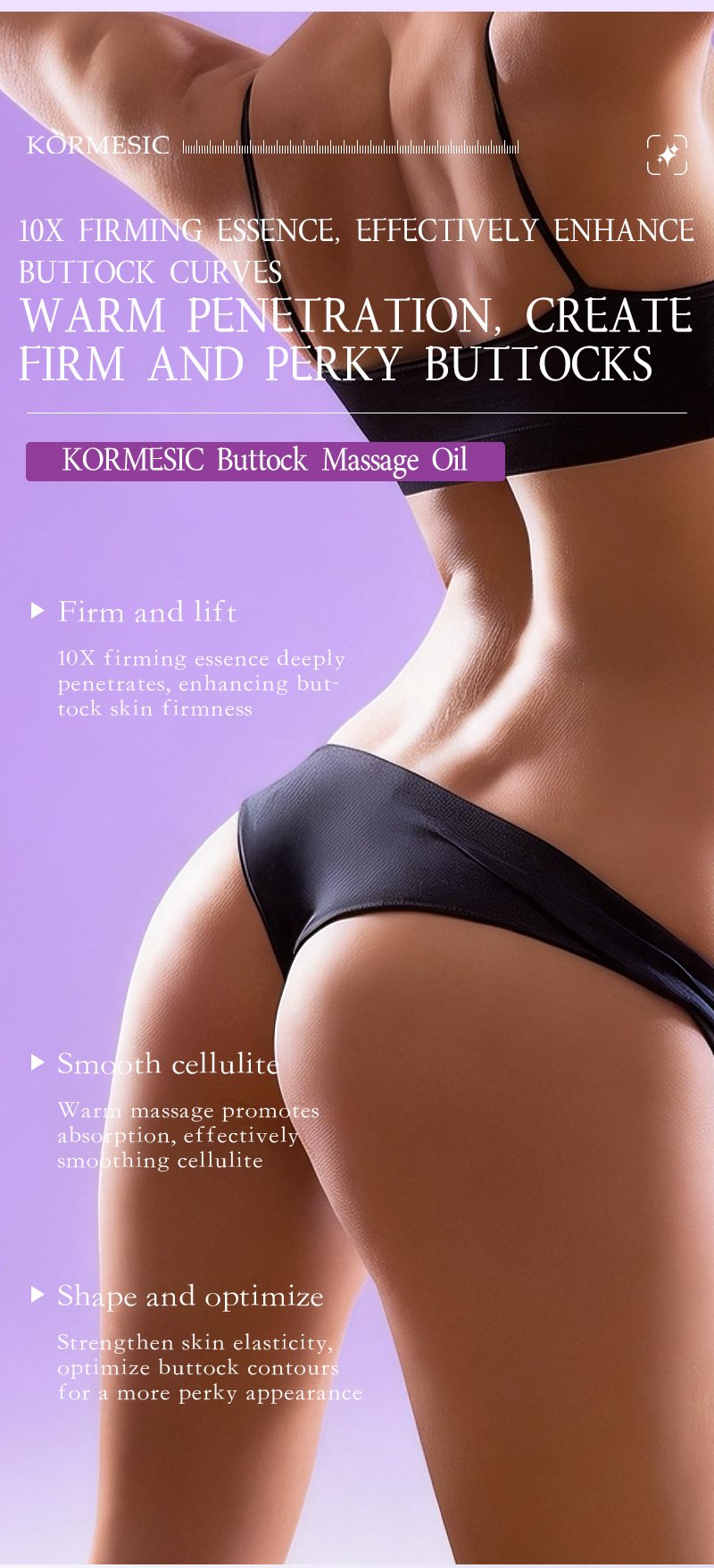 KORMESIC buttock massage oil body routine
