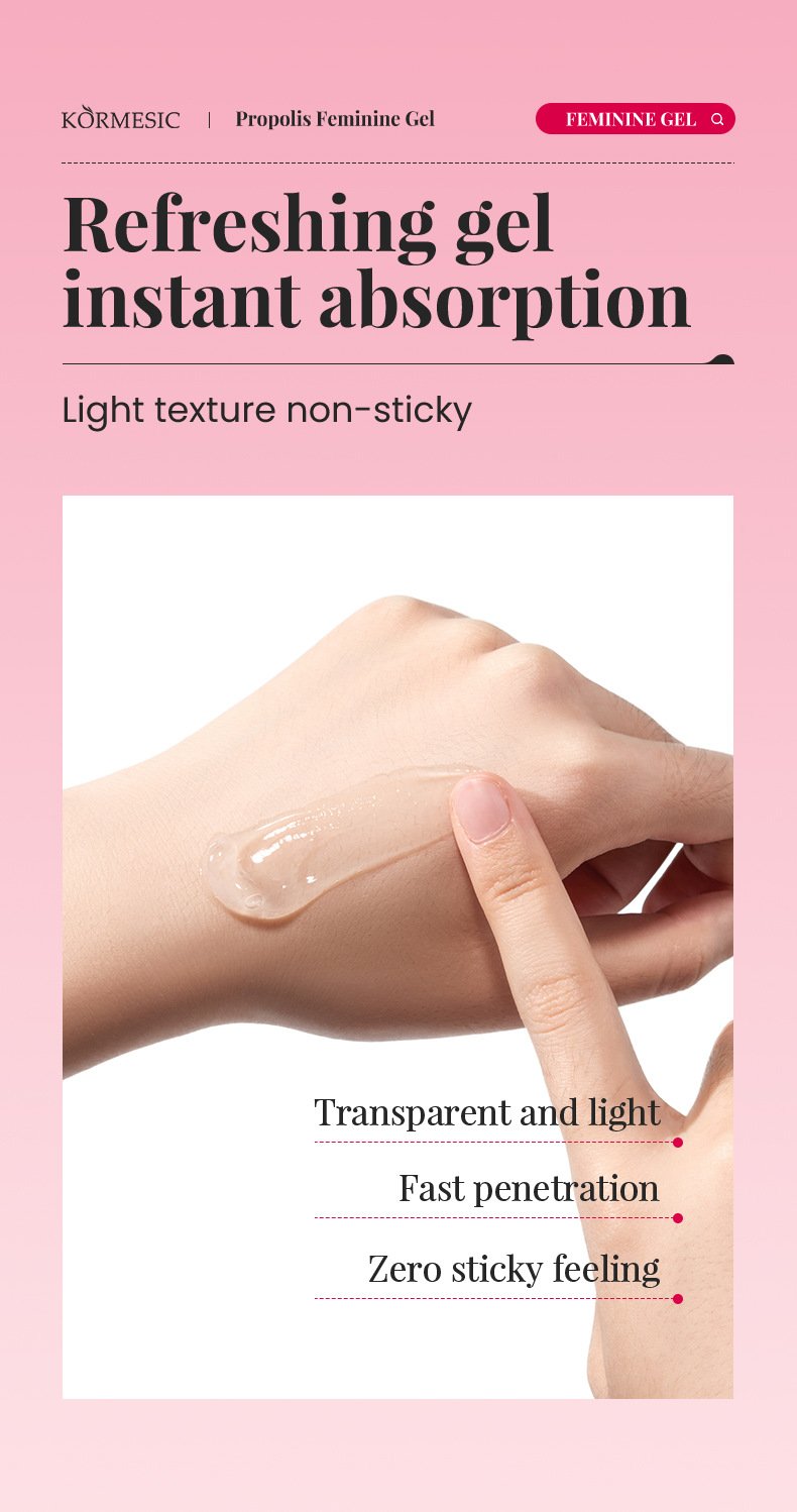 Clear lightweight feminine gel texture demonstration