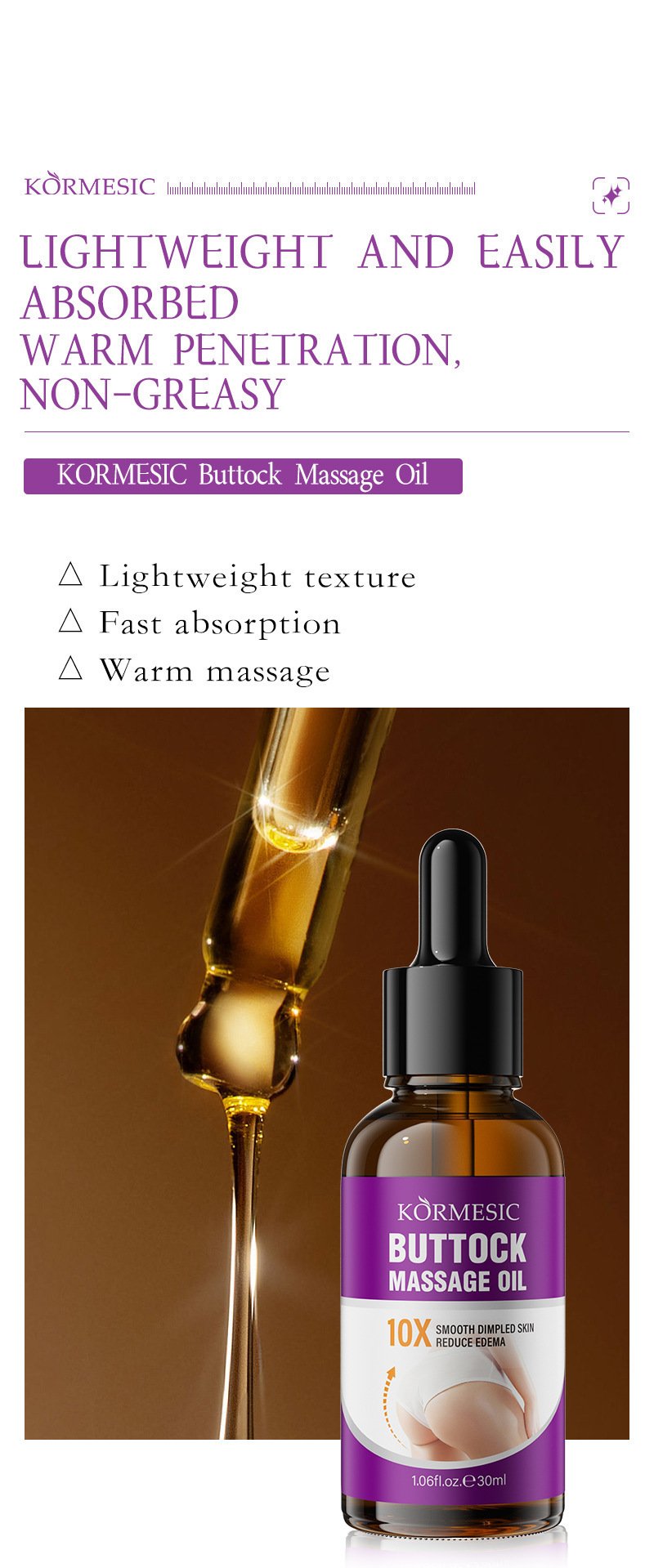 KORMESIC Buttock Massage Oil product display