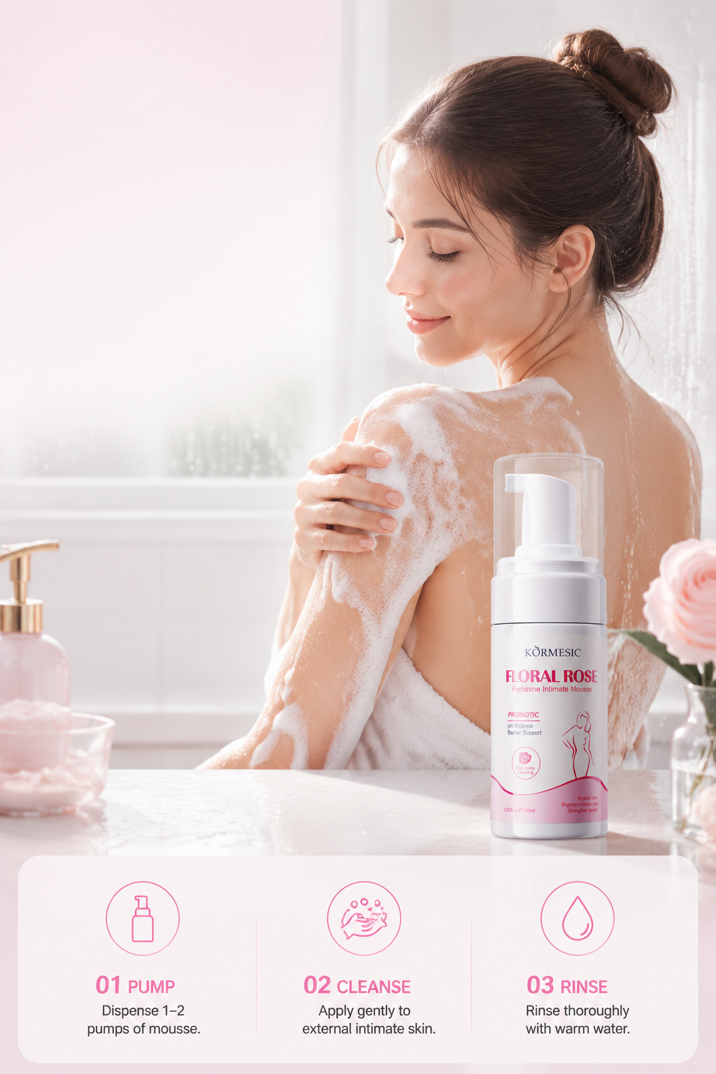 How to use KORMESIC Floral Rose intimate mousse