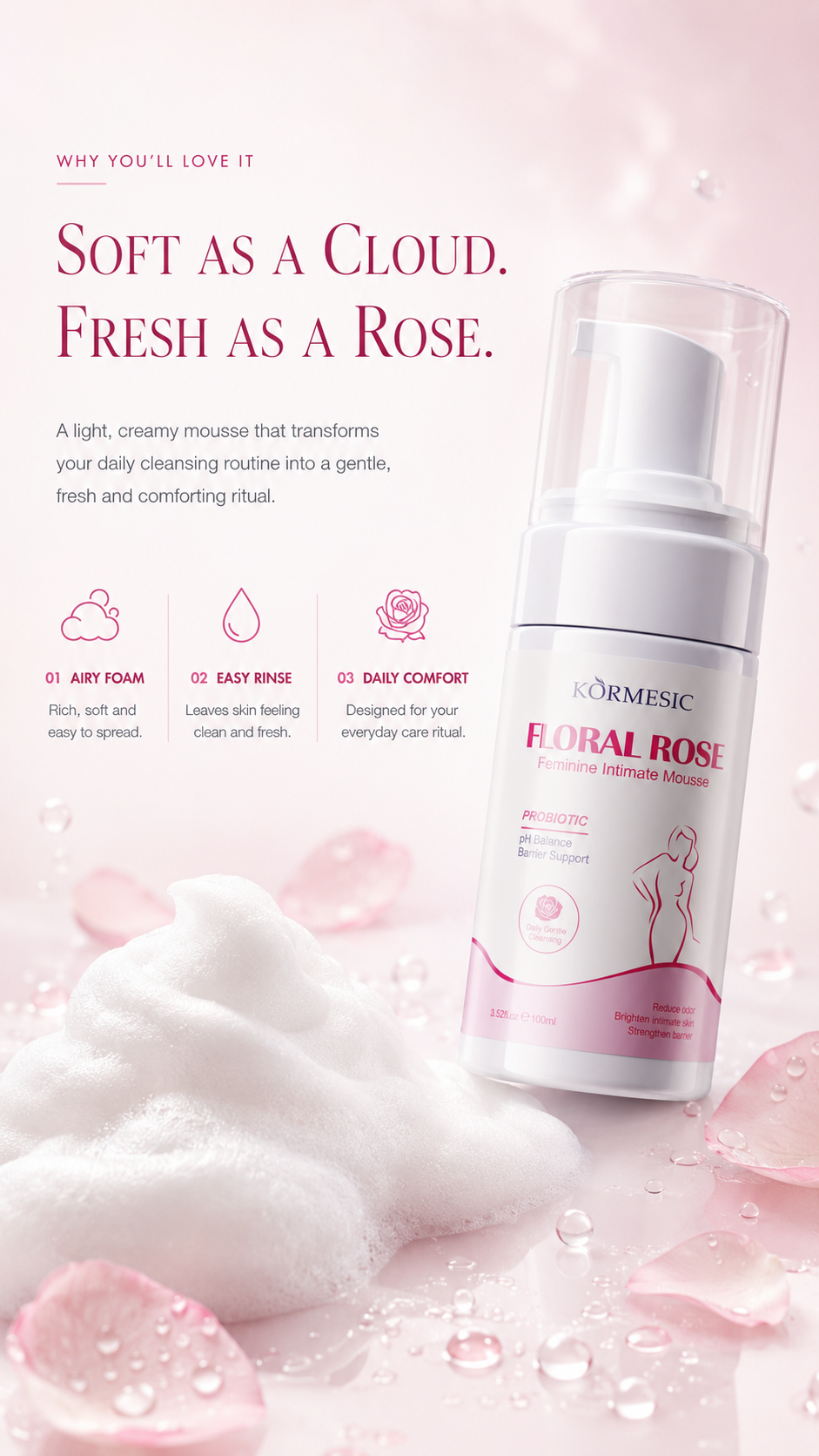 KORMESIC Floral Rose airy foam texture