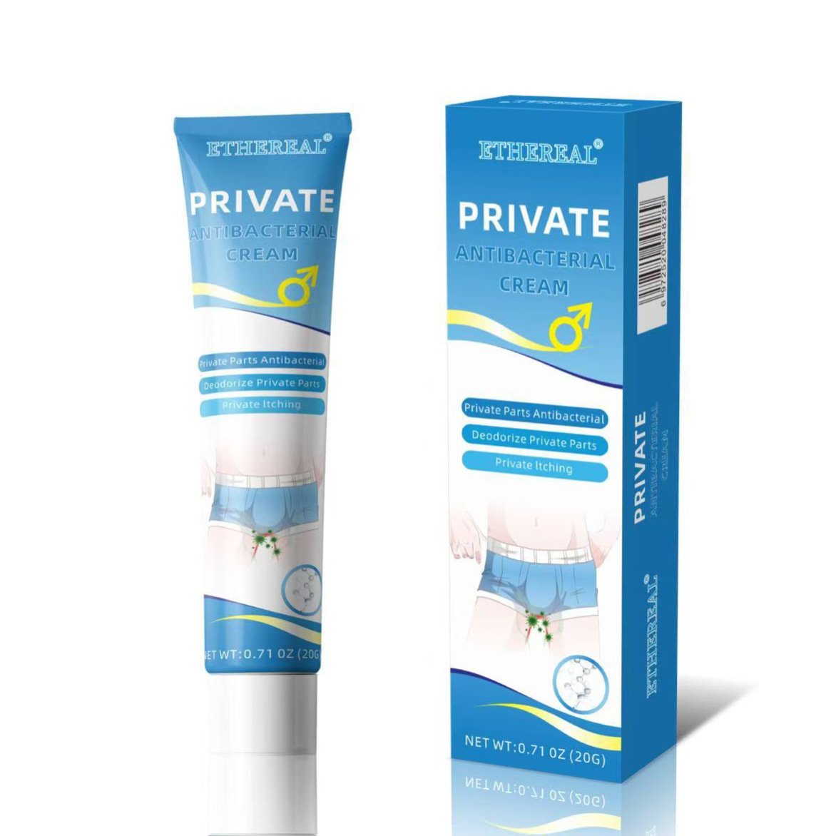 ETHEREAL men's private antibacterial cream with packaging